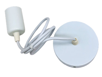 Патрон підвісний для лампи Е27, металева основа, білий, провід 1м