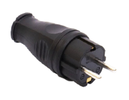 Виделка з/з, 16 А, каучук, (IP44), пасма, чорна, MARSO