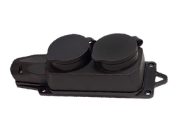 Колодка 2 гнізда з/з, 16А, каучук, (IP44), чорна, MARSO