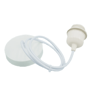 Патрон підвісний люстровий Е27, металева основа, білий, провід 1м