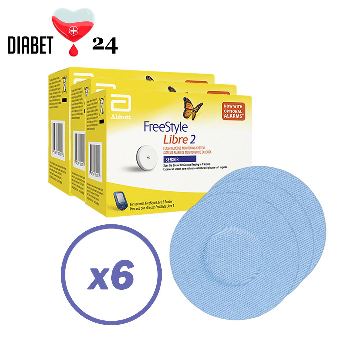 Сенсор Freestyle Libre 2 (ФріСтайл Лібре) 6 уп. і 6 кольорових тейпів у комплекті, фото 1