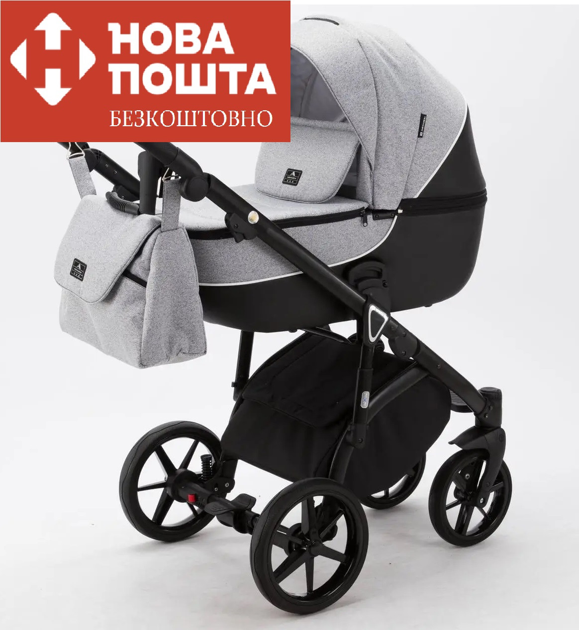 Коляска 2в1 Adamex Bibione TSB-3 Lux сіра тканина TSB300000, фото 1