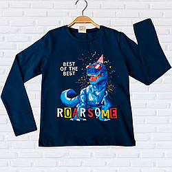 Синій дитячий та підлітковий джемпер з динозавром для хлопчика "Туреччина" Розміри: 5,7,9,11,13 років (38270-1)