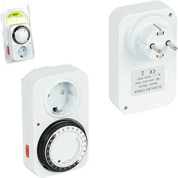 Таймер розетка механічний, реле часу в розетку з таймером включення і виключення для бойлера і т. п.