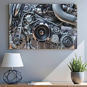 Картина двигун автомобіля Машина Сучасний декор у кімнату хлопця Друк на полотні 60х40см