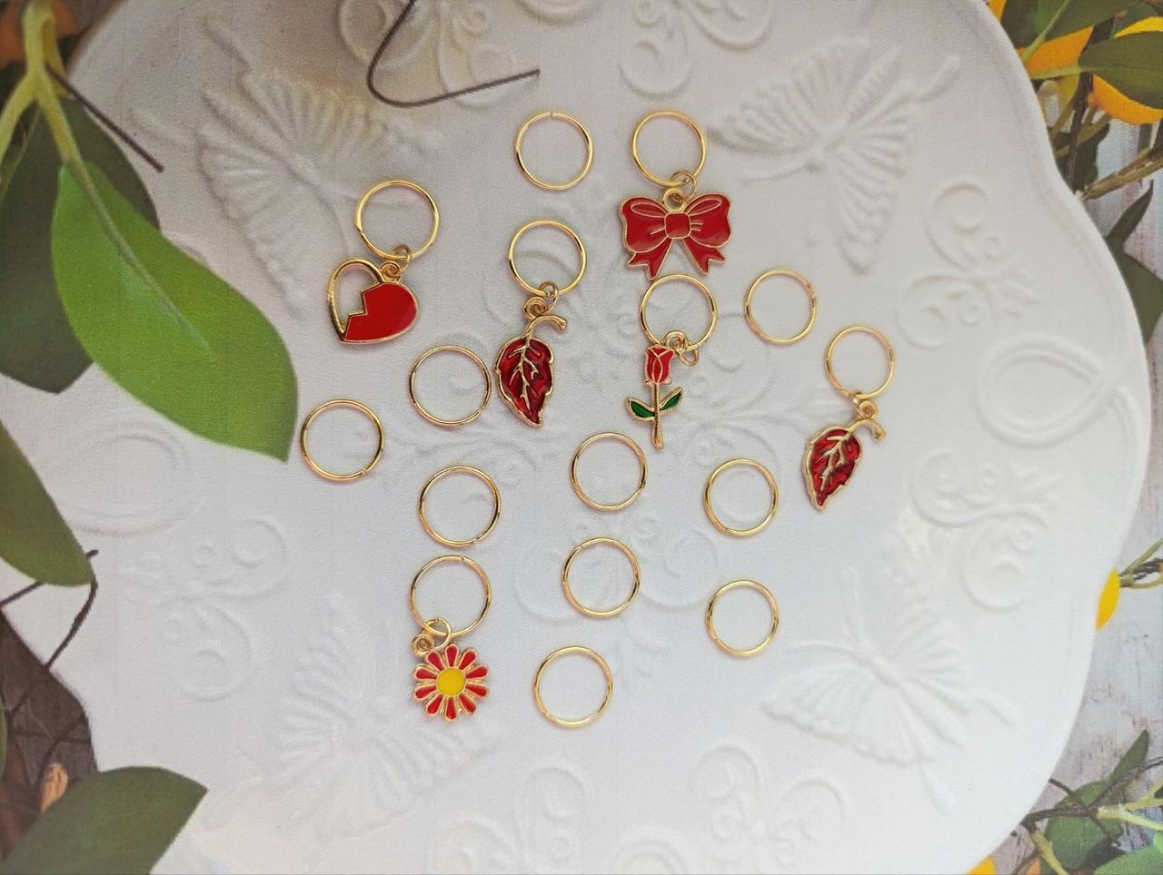 Набір прикрас для волосся 16шт №102 пірсинг кільця для волосся з підвісками, фото 1