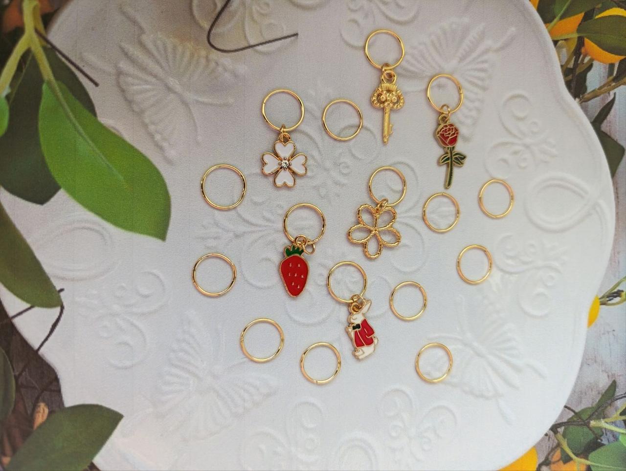 Набір прикрас для волосся 16шт №108 пірсинг кільця для волосся з підвісками, фото 1