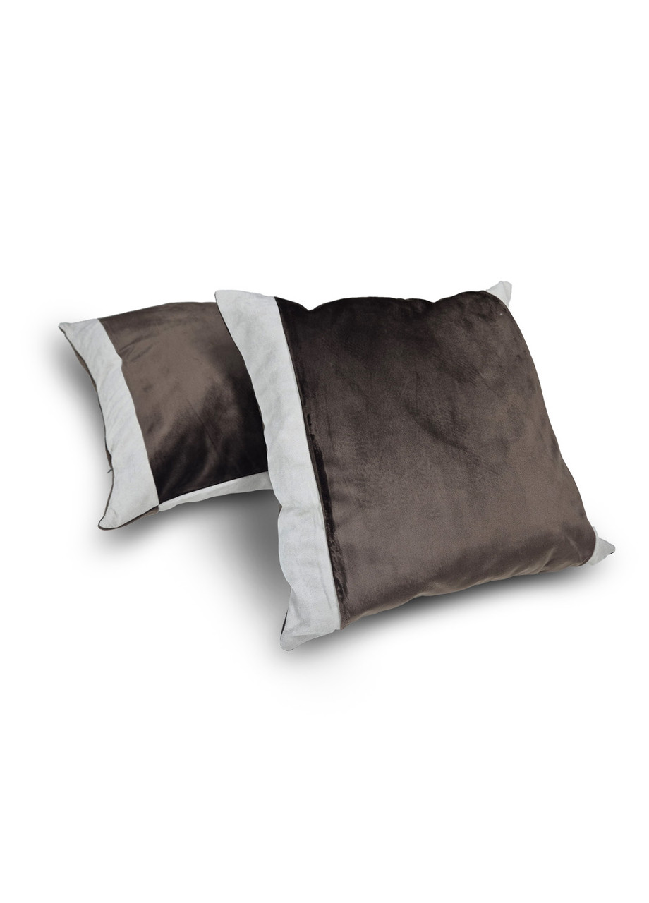 Комплект декоративних подушок Firanka Оксамит 40х40см 2шт коричневий з бежевим  (п_0800), фото 1