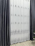 Тюль на основі бамбука з вишивкою. Колір: сірий, фото 2