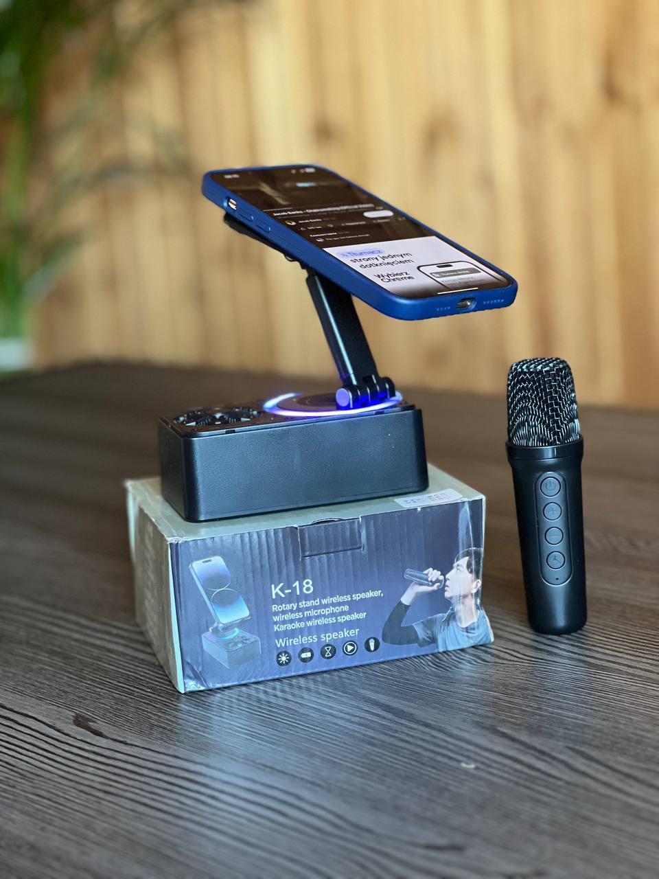 Підставка на телефон з бездротовою зарядкою та колонкою з мікрофоном