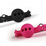 Чорний кляп куля в рот для рольових ігор, Кляп із силікону з отворами, БДСМ аксесуар, Інтимні іграшки, фото 3