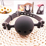 Чорний кляп куля в рот для рольових ігор, Кляп із силікону з отворами, БДСМ аксесуар, Інтимні іграшки, фото 7