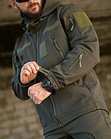 Тактичний демісезонний костюм Soft Shell олива Комплект куртка штани софтшел олива на флісі