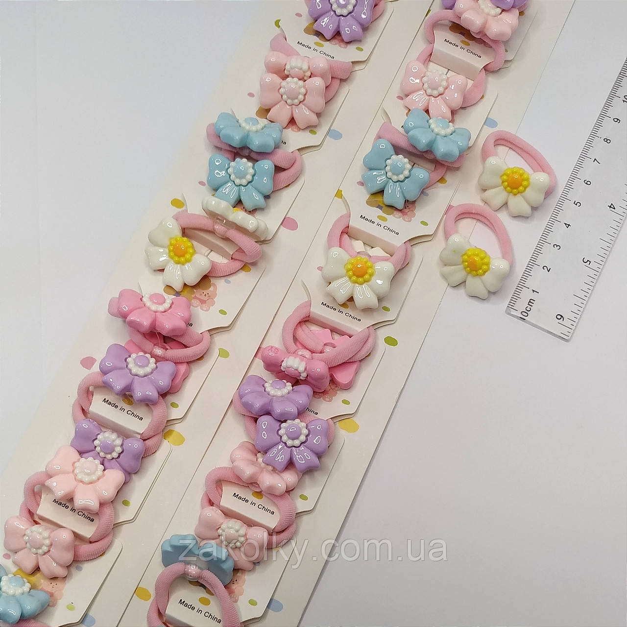 Гумки дитячі для волосся "Бантик із квіточкою".