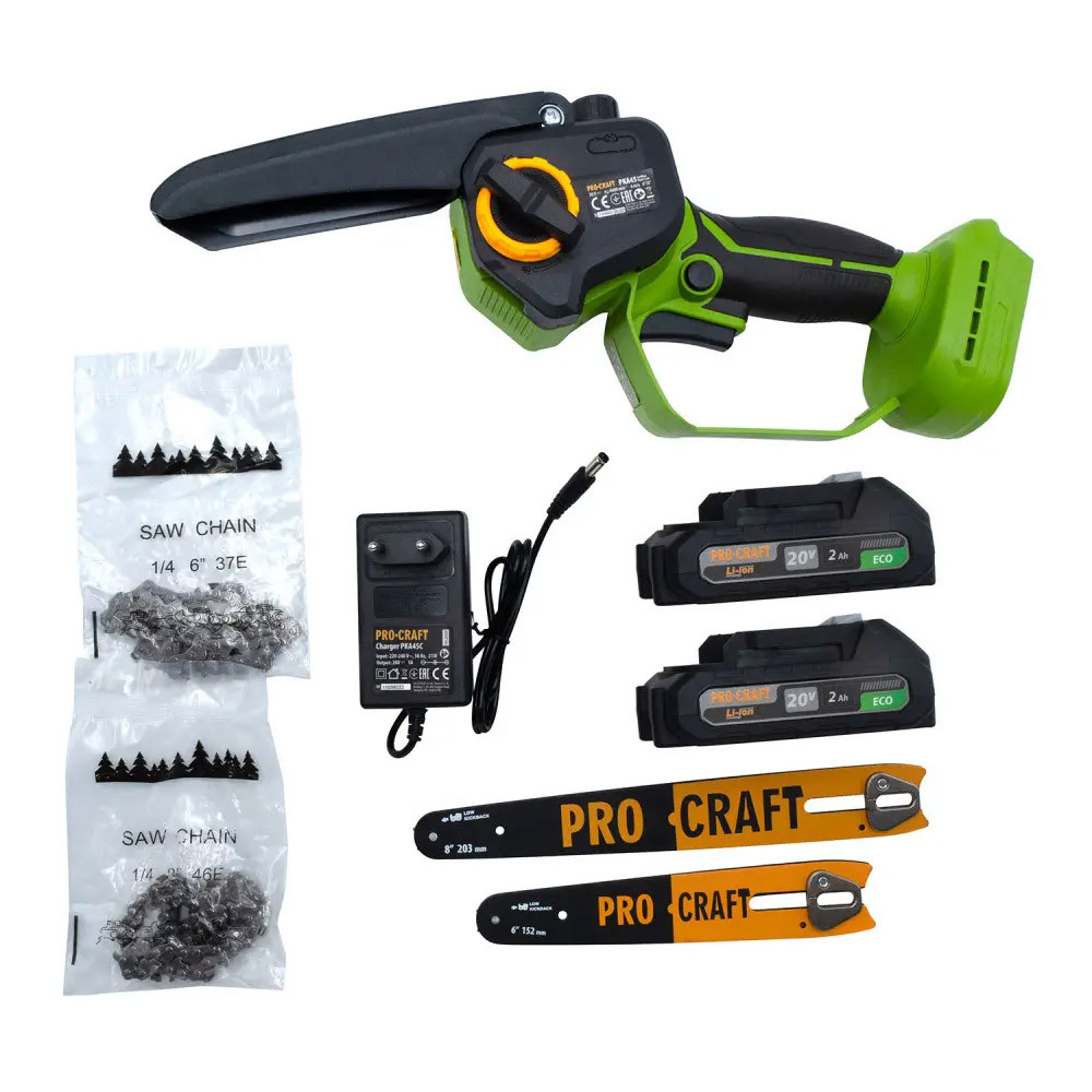 Акумуляторна ланцюгова міні пила безщіткова Procraft PKA45 в кейсі (2 АКБ), фото 1