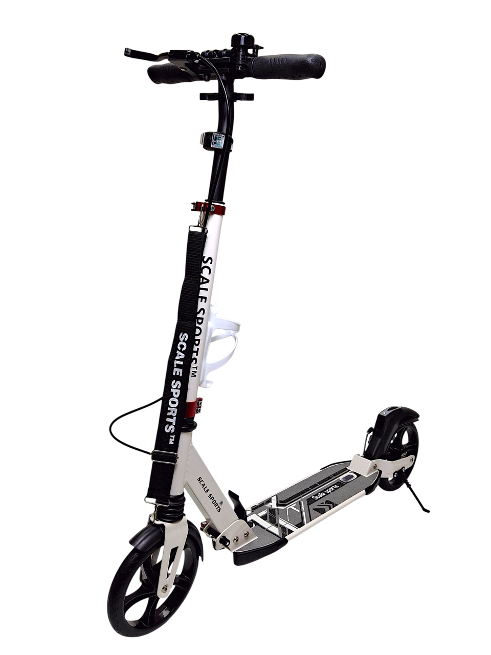 Cамокат Scale Sports SS-04 на дискових задніх гальмах. Ліхтарик, дзвіночок, підстаканник у комплекті. Білий, фото 1