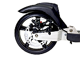 Cамокат Scale Sports SS-04 з дисковими задніми гальмами. 2 амортизатори. Ліхтарик, дзвіночок, тримач для пляшки у комплекті. Білий, фото 7