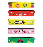 Дитяча дерев'яна губна гармошка різні кольори