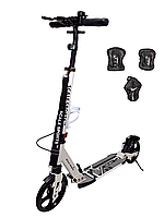 Самокат + захист 3 в 1 Scale Sports Elite PLUS SS-04 складний на дискових задніх гальмах. Білого кольору