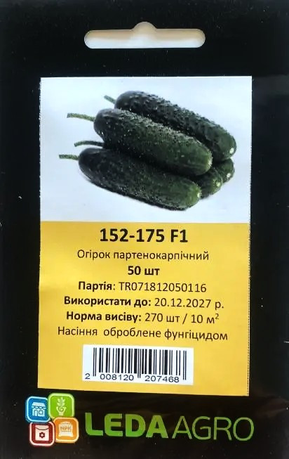 Огірок 152-175 F1, 50 шт (Leda Agro), фото 1