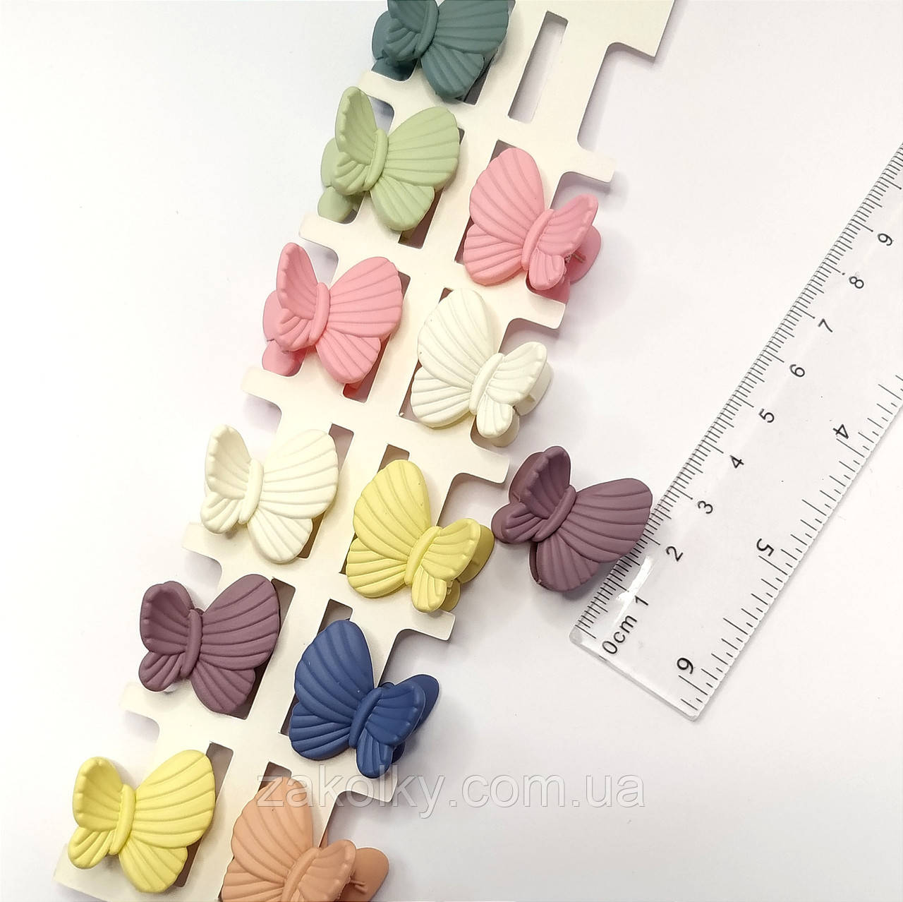 Шпилька краб для волосся "Метелики смужка".