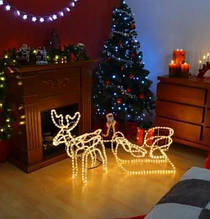 Декор Олень зі санами теплий білий 17219