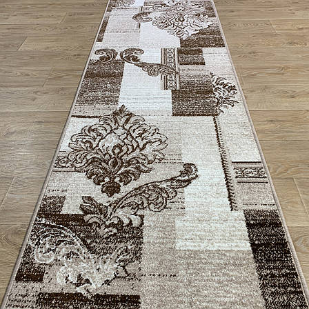 Килимова доріжка ширина 1м "Бежевий вензель" Cappuccino 16009/12, фото 1