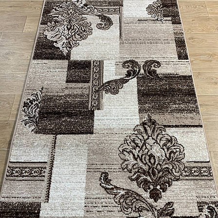 Килимова доріжка ширина 1,50м "Бежевий вензель" Cappuccino 16009/12, фото 1