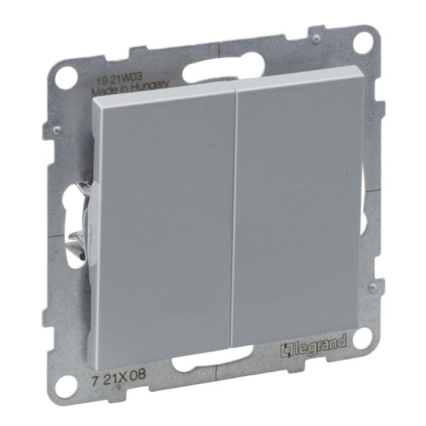 SUNO Перемикач двоклавішний 10А автоматичні клеми, колір Алюміній