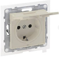 SUNO Розетка силова 2К+З з кришкою 16А, 250 В авт. клеми , колір Слонова кістка