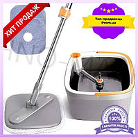 Комплект швабра с ведром для мытья полов с отжимом складная швабра для уборки и чистки полов