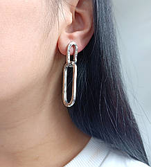 Срібні сережки з підвісом “Ланка” ORT020U