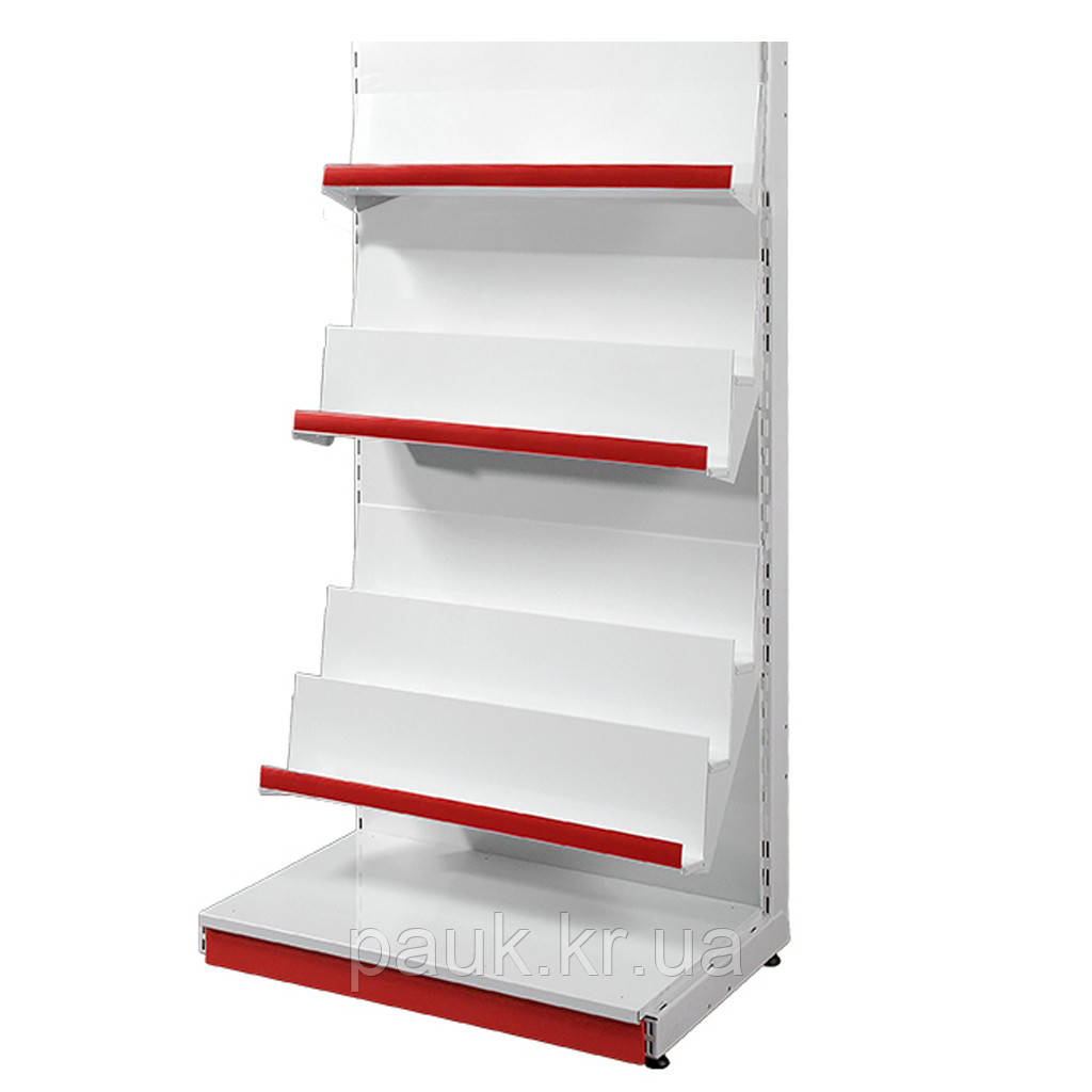 Стелаж для книг, газет, журналів 1600*750 мм, приставний стелаж торговий, стелаж для книжок в магазин, торговий книжковий стелаж, фото 1