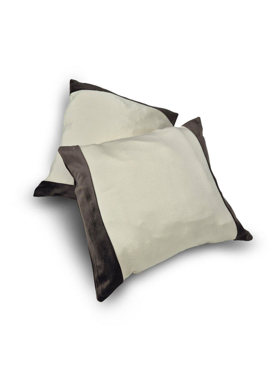 Комплект декоративних подушок Firanka Оксамит і Атлас 35х32см 2шт шоколадний з бежевим (п_0802), фото 1