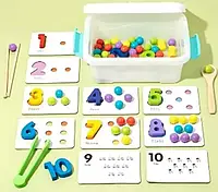 Дерев'яна розвиваюча іграшка C15055, набір бусин з картками, 20×15,5×7,7 см