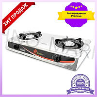 Газова плита Domotec 2 конфорки 2,2 кВт портативна плита для готування в будинку на дачі