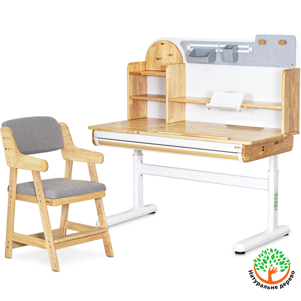 Комплект стіл Mealux Timberdesk L + крісло Mealux Carlo (арт. BD-690 Wood L + KD-050 G)