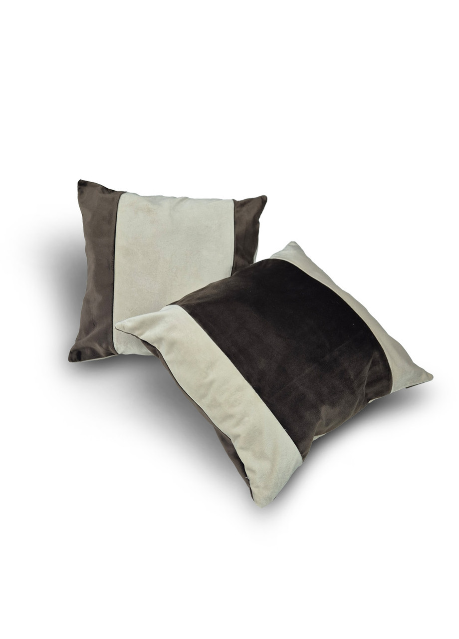 Комплект декоративних подушок Firanka Бархат 35х32см 2шт шоколадний з бежевим (п_0803), фото 1