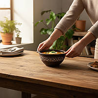 Бульйонниця Борщ 500мл ангоб катана із червоної глини