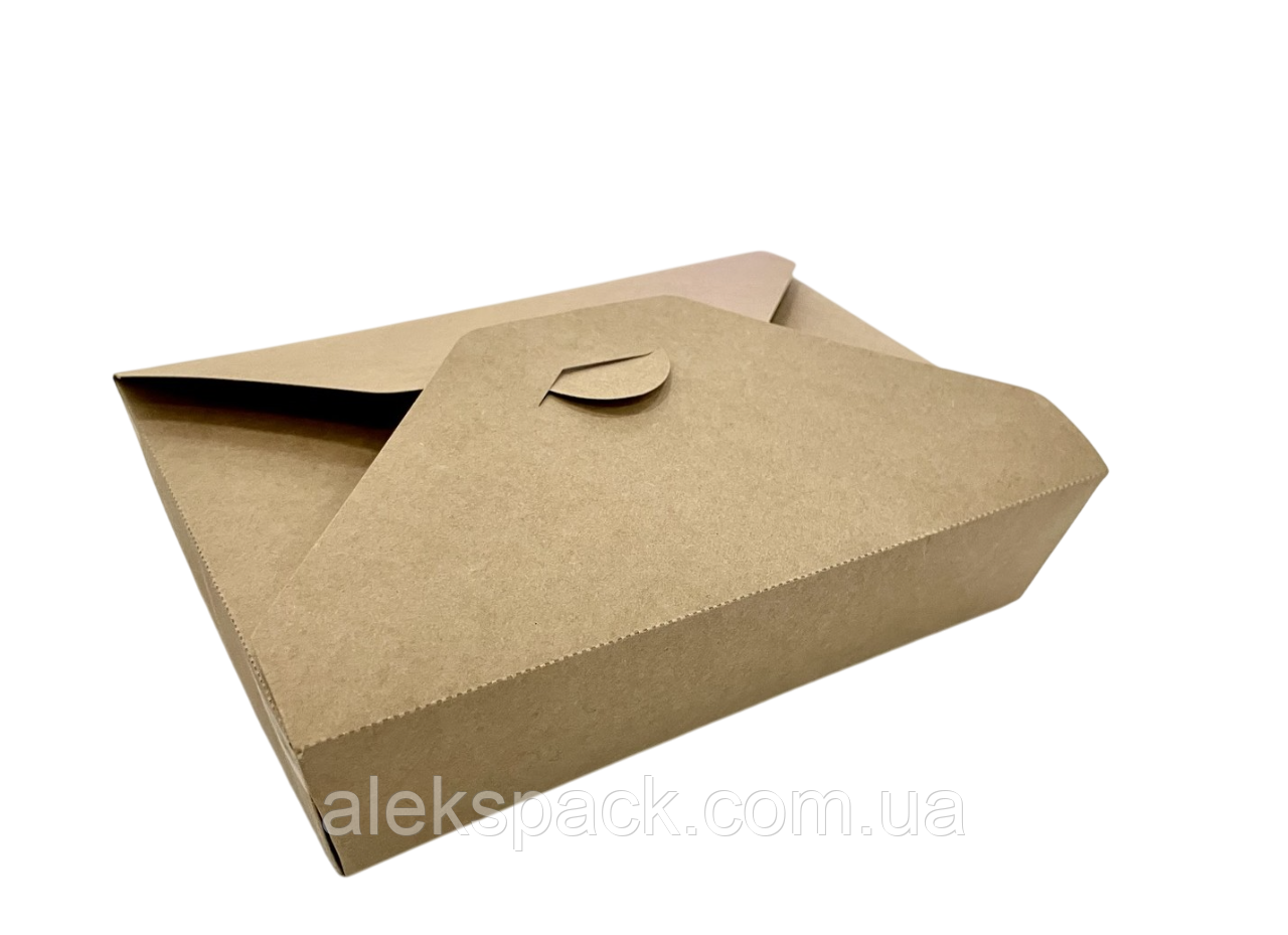 142709 Контейнер картонний ланч бокс 196*140*48 крафт 60/240 ящ, фото 1