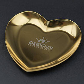 Лоток металевий золотий (9,3х9,3см.) "Серце" Дизайнер - для зберігання інструментів та декору - Н