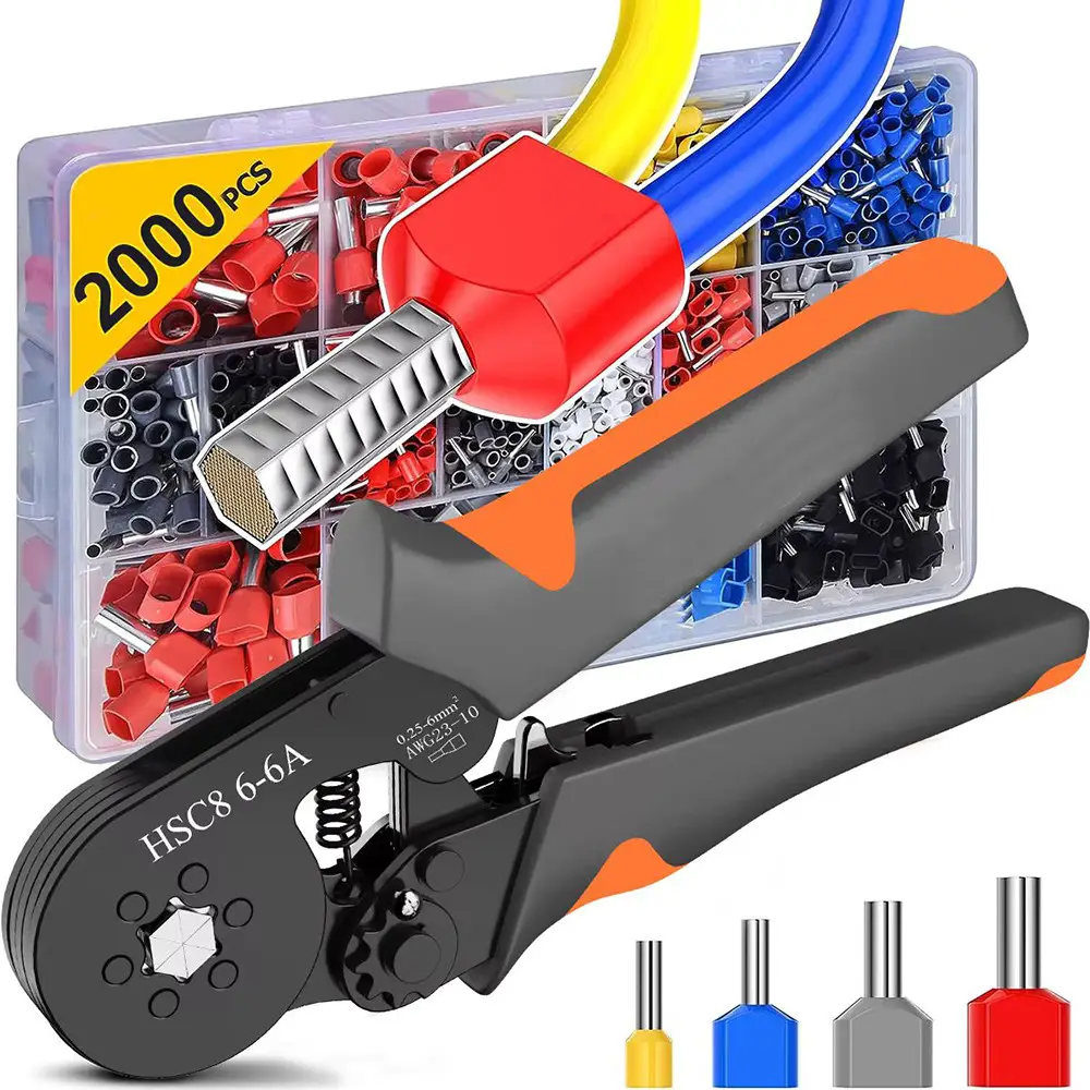 Кліщі обтискні, кримпер Wozobuy HSC8 6-6А + набір гільз 400 шт., 6 кулачків, фото 1