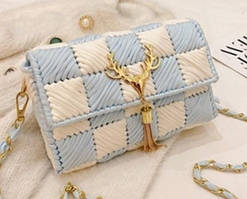 Канва з фурнітурою та нитками набір для створення сумки своїми руками блакитними/білими