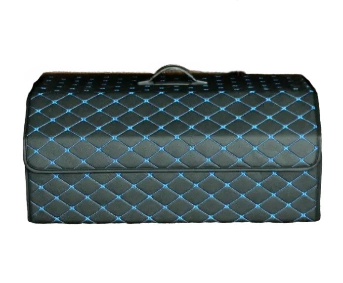 Органайзер для багажника автомобіля з кришкою, Екошкіра, Розмір XL, Blue rhomb