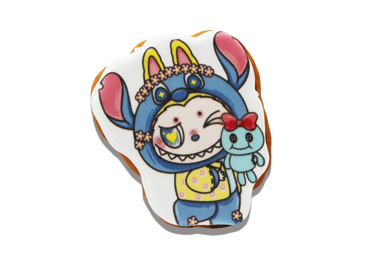 Пряник медово-імбирний з харчовим друком "Крафт Печиво" "Labubu - Лабубу Стіч" 45 г, фото 1