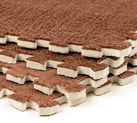 Підлога пазл 30*30*1см підлогове покриття настил для підлоги плюшевий пазл коричневий SW-00002082, фото 1