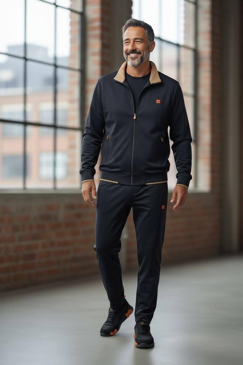 Чоловічий спортивний костюм HERMES CK10001 чорний, фото 1