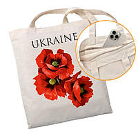 Екошопер на замку BookOpt BK4053 Ukraine (Червоні маки) бежевий  HS