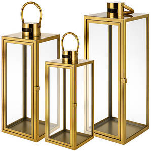Набір золотих скляних ліхтарів, камінний декор RUHHY 26476