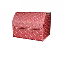 Органайзер для багажника автомобіля з кришкою, Екошкіра, Розмір S, Burgundy rhomb